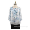 Ladies Blouse 3/4 sleeve Lace Trims